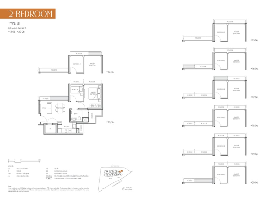 Floor plan B1 — 2 Bedroom