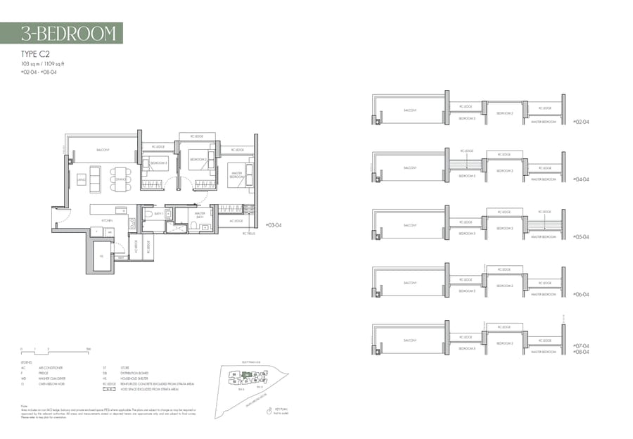 Floor plan C2 — 3 Bedroom