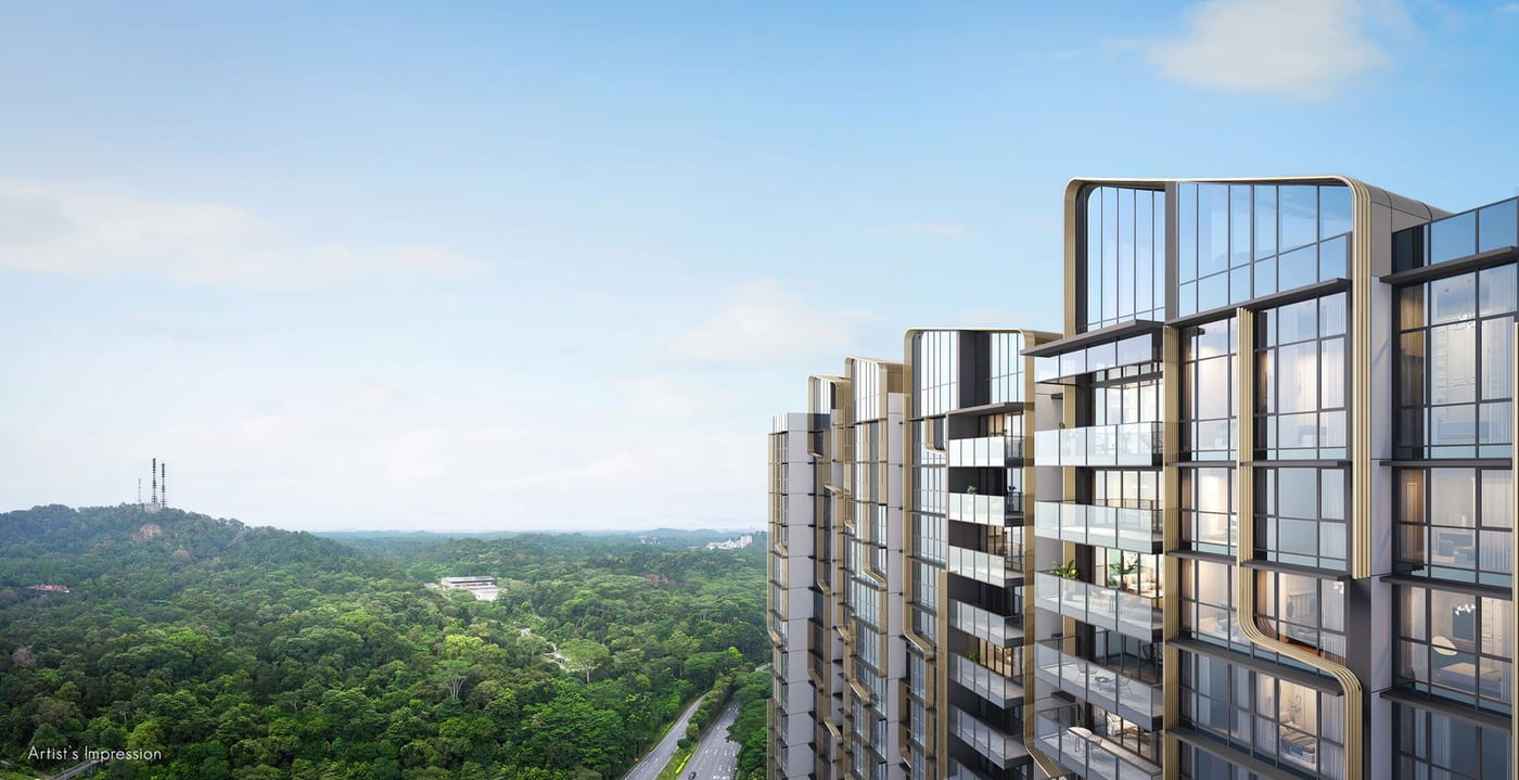 8@BT — artist's impression of the development set against the Bukit Timah green belt