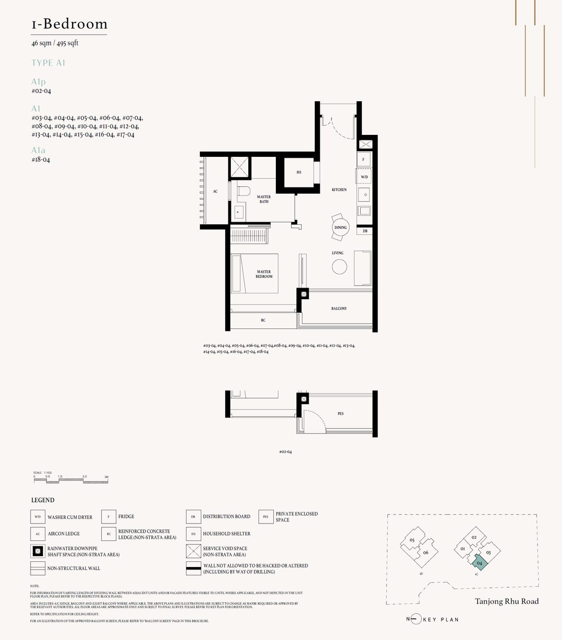 Floor plan A1p — 1 Bedroom · Arina East Residences
