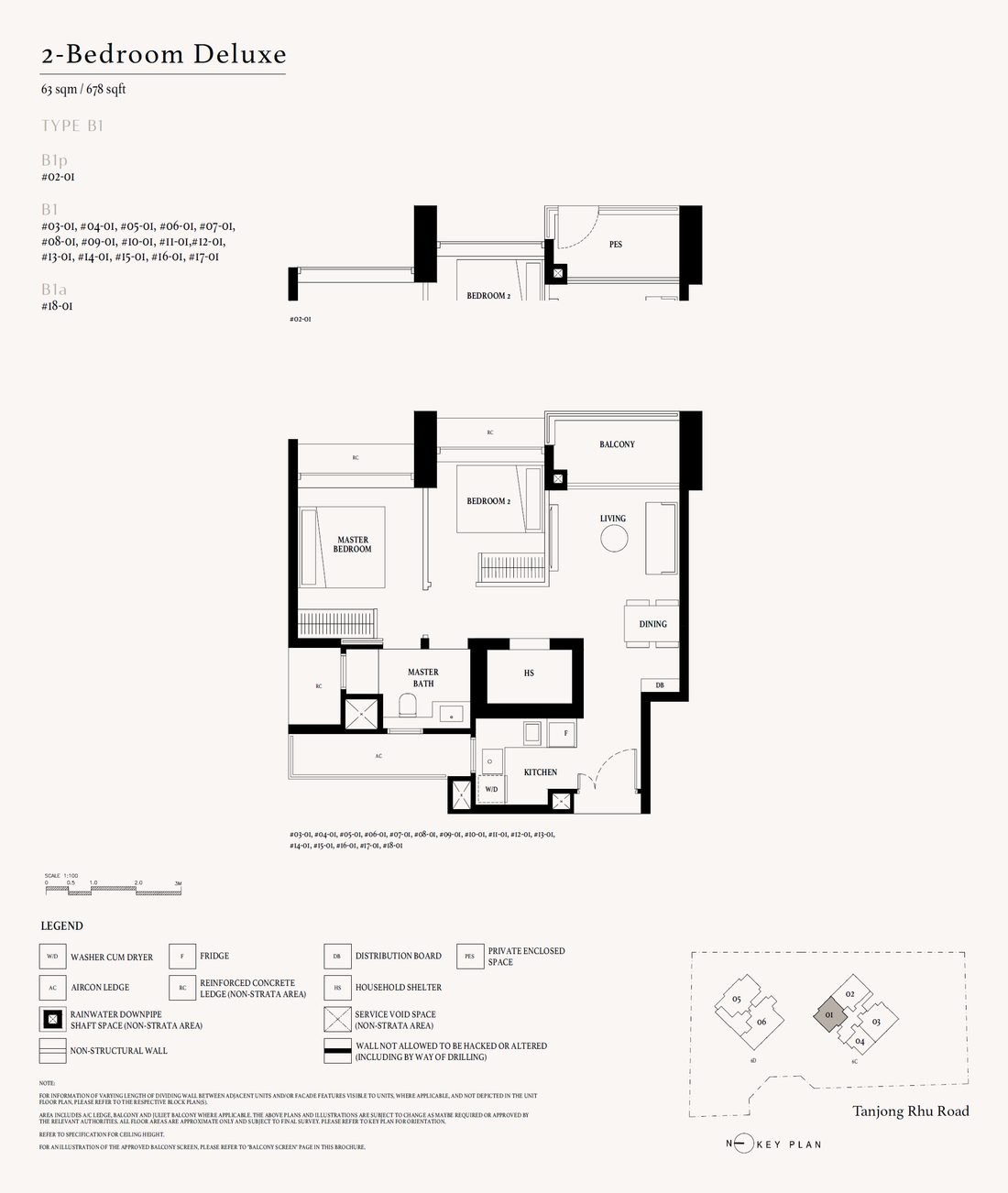 Floor plan B1a — 2 Bedroom Deluxe · Arina East Residences