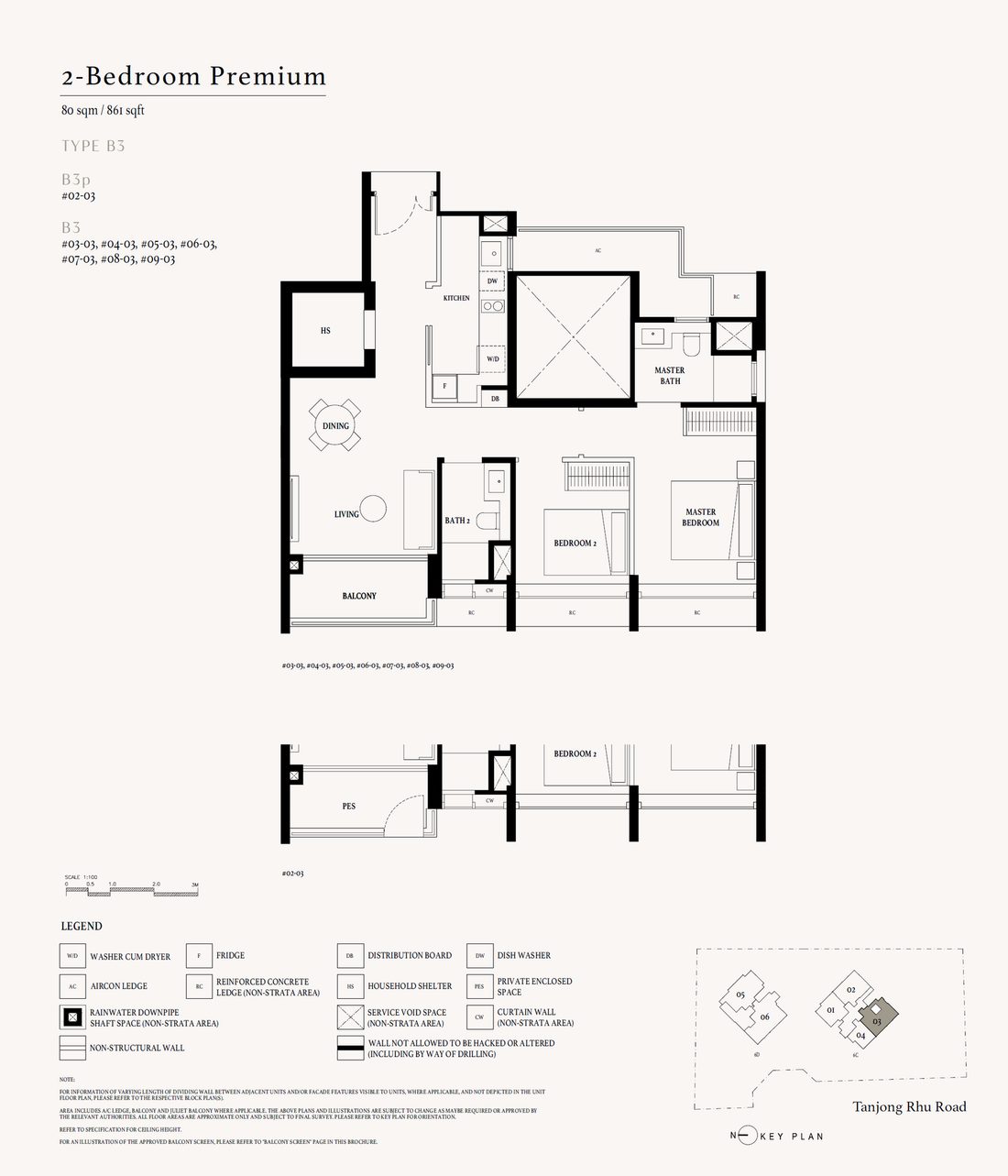 Floor plan B3 — 2 Bedroom Premium · Arina East Residences