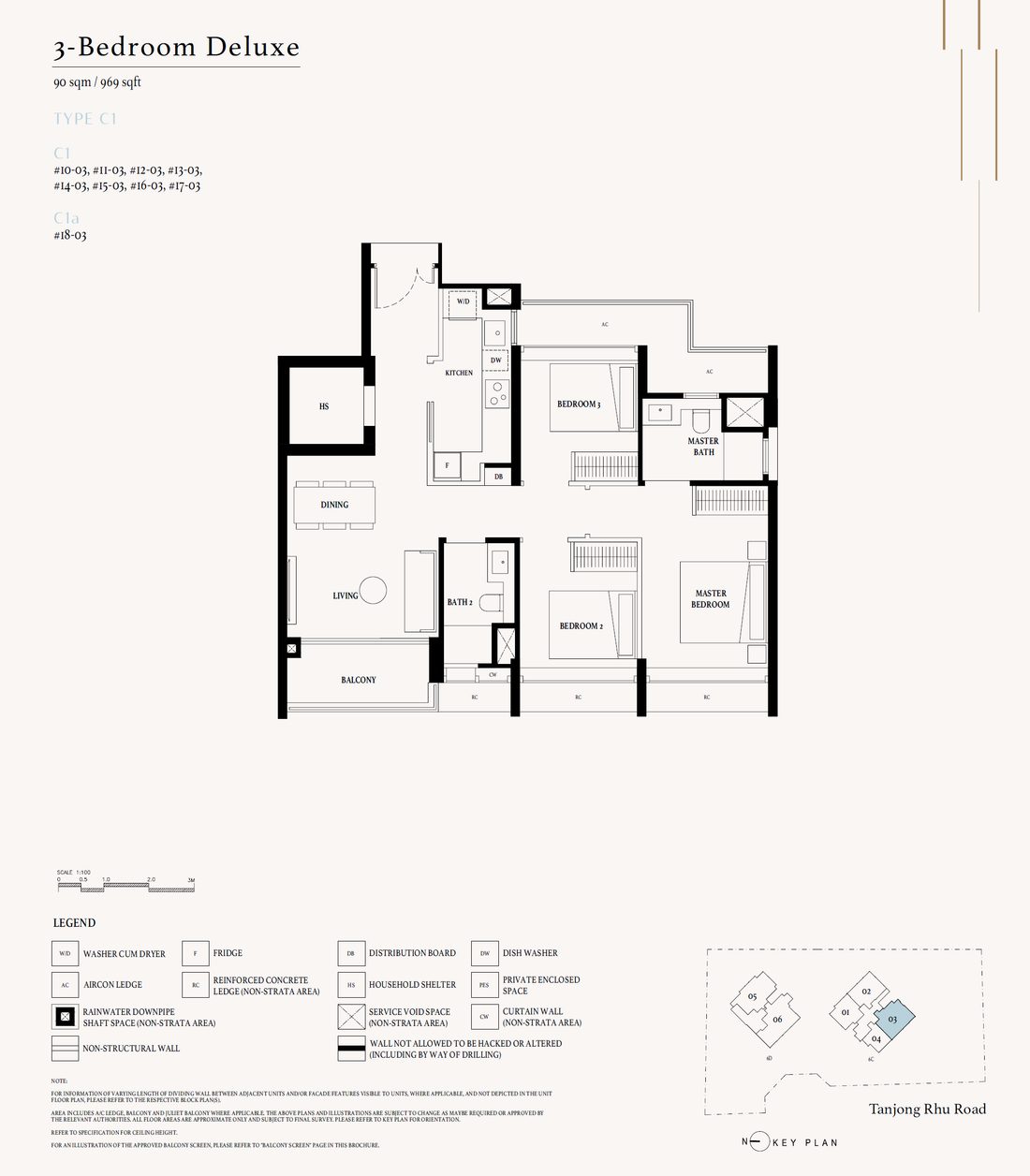 Floor plan C1a — 3 Bedroom Deluxe · Arina East Residences