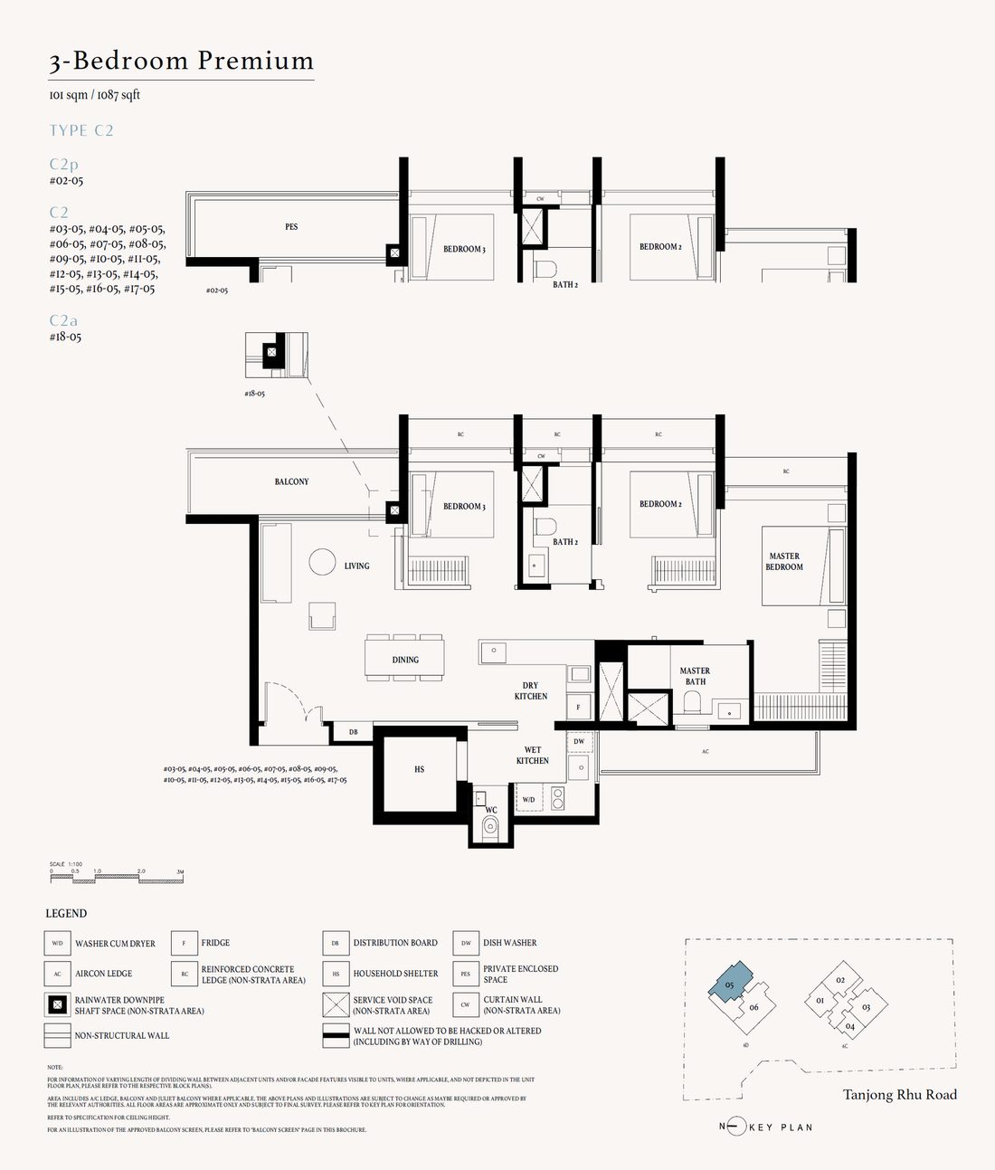 Floor plan C2 — 3 Bedroom Premium · Arina East Residences
