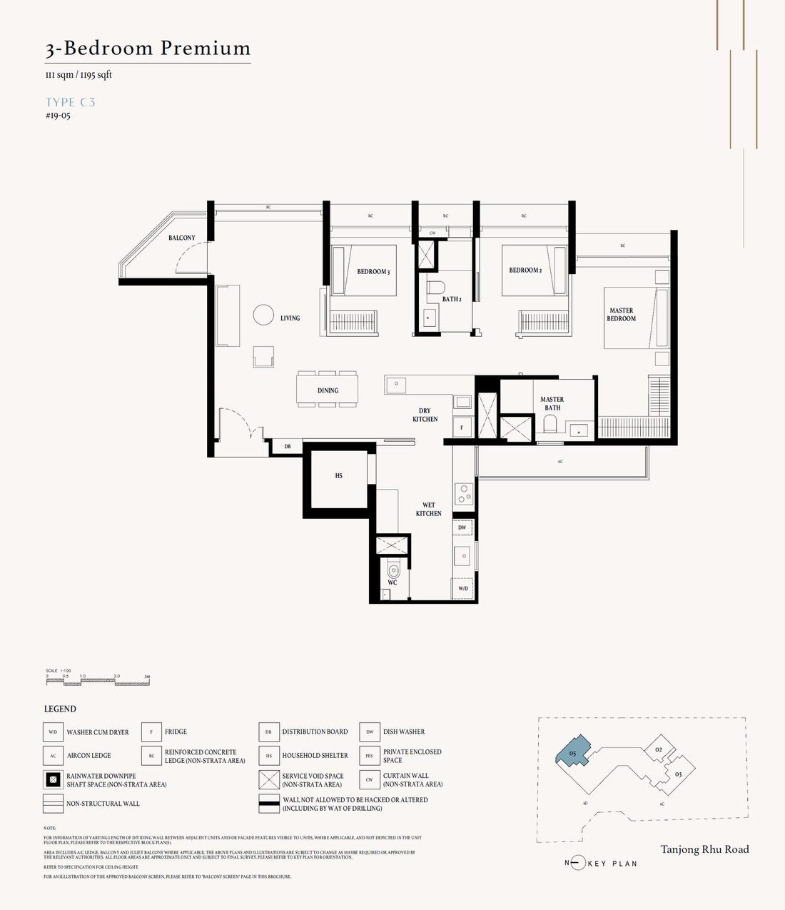 Floor plan C3 — 3 Bedroom Premium · Arina East Residences