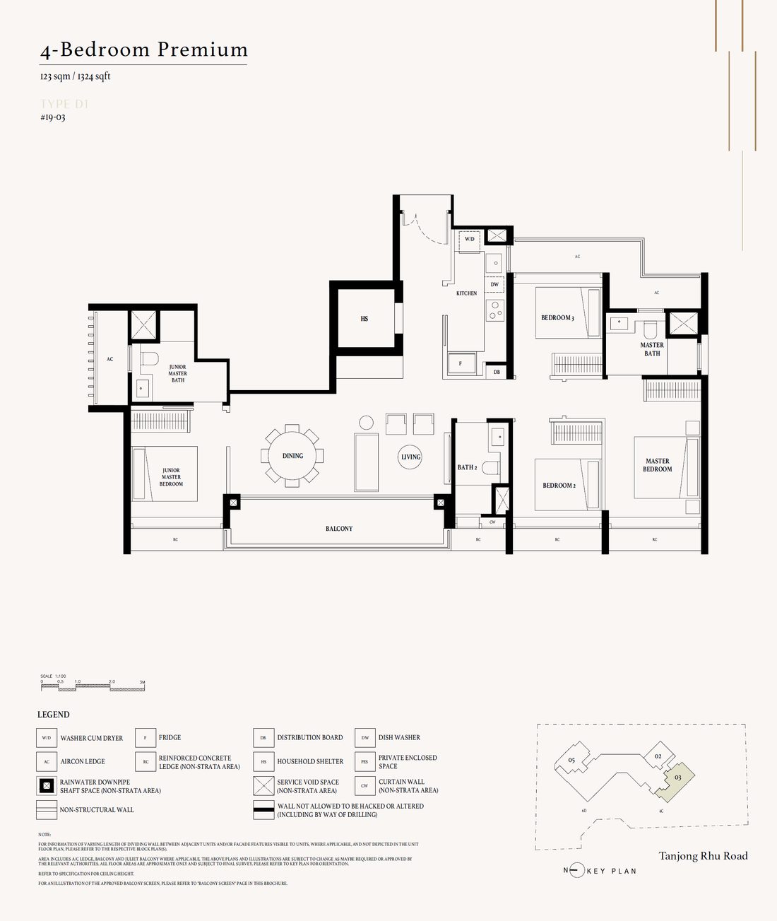 Floor plan D1 — 4 Bedroom Premium · Arina East Residences