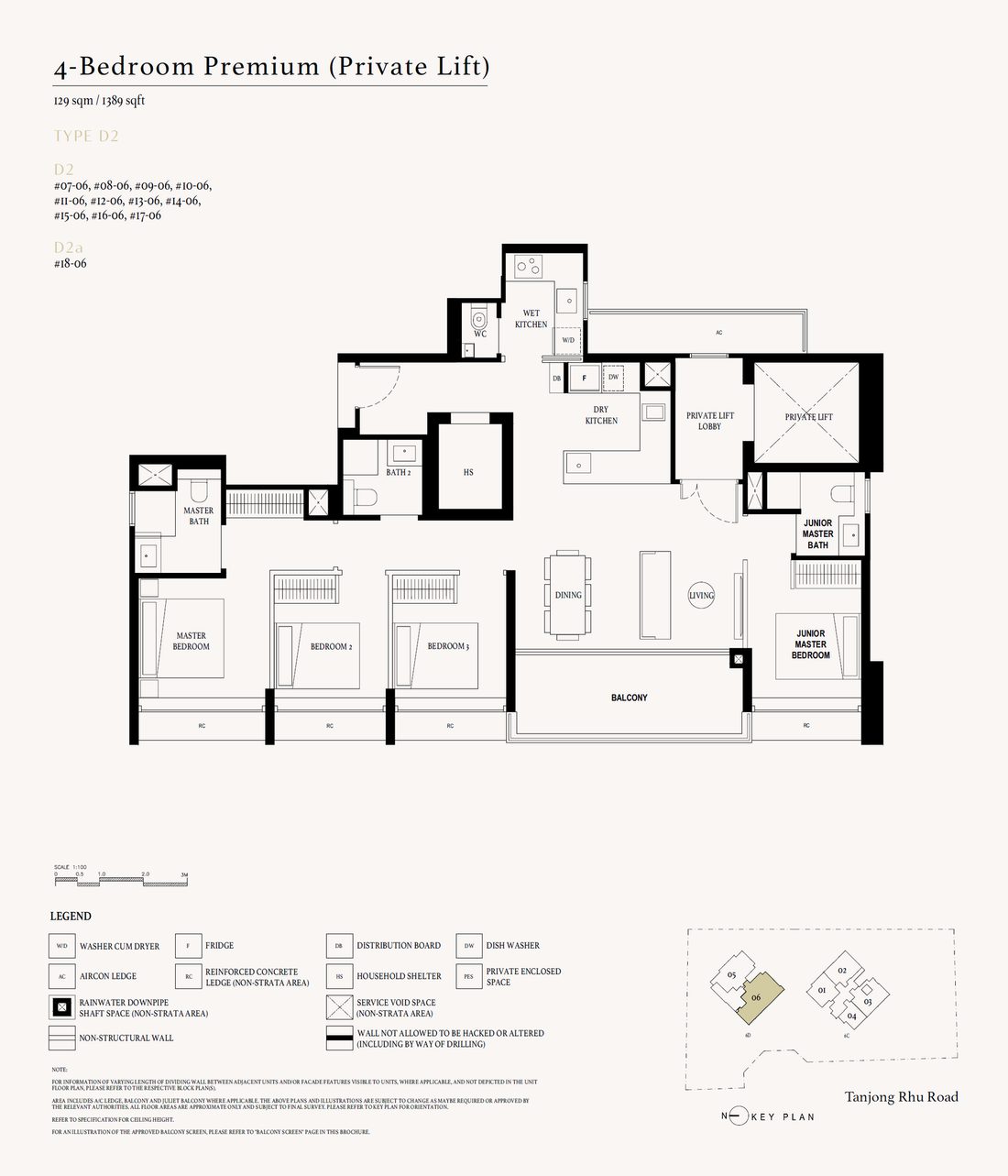 Floor plan D2a — 4 Bedroom Premium (Private Lift) · Arina East Residences