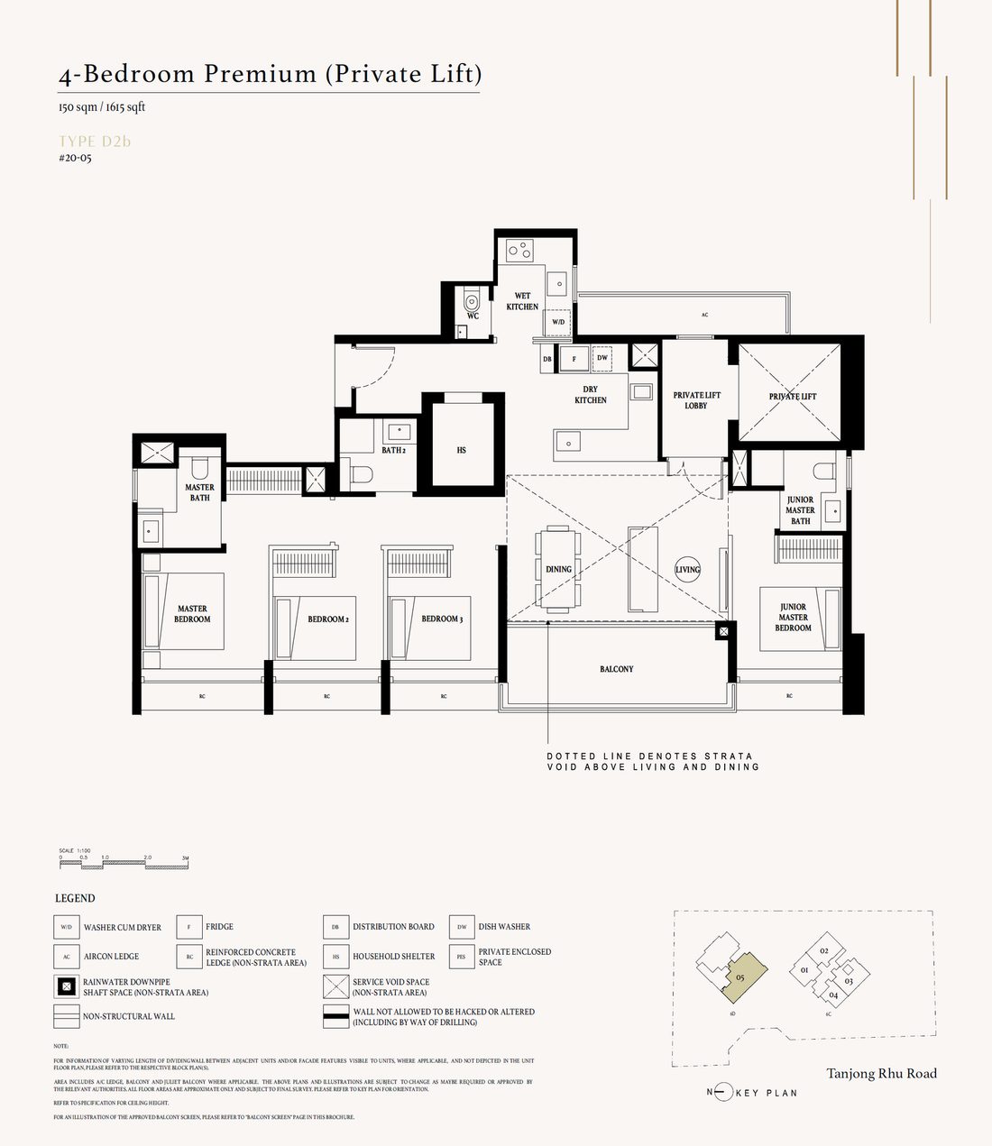 Floor plan D2b — 4 Bedroom Premium (Private Lift) · Arina East Residences