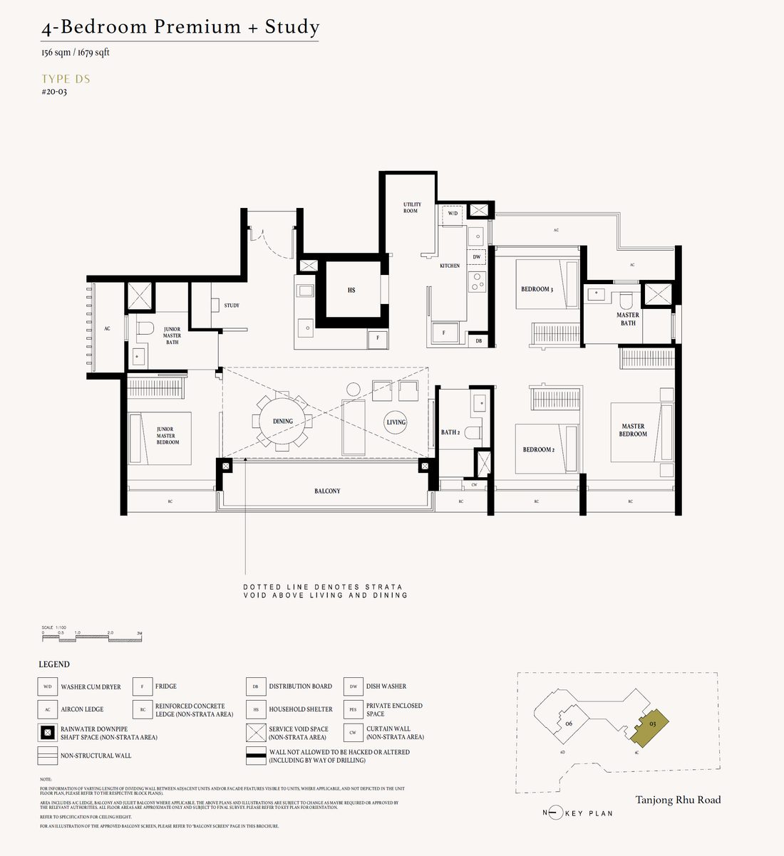 Floor plan DS — 4 Bedroom Premium + Study · Arina East Residences