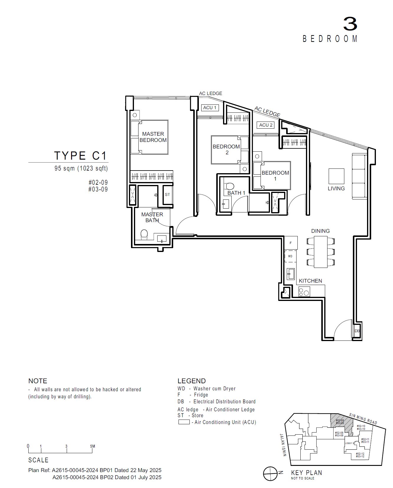 Floor plan C1 — 3 Bedroom