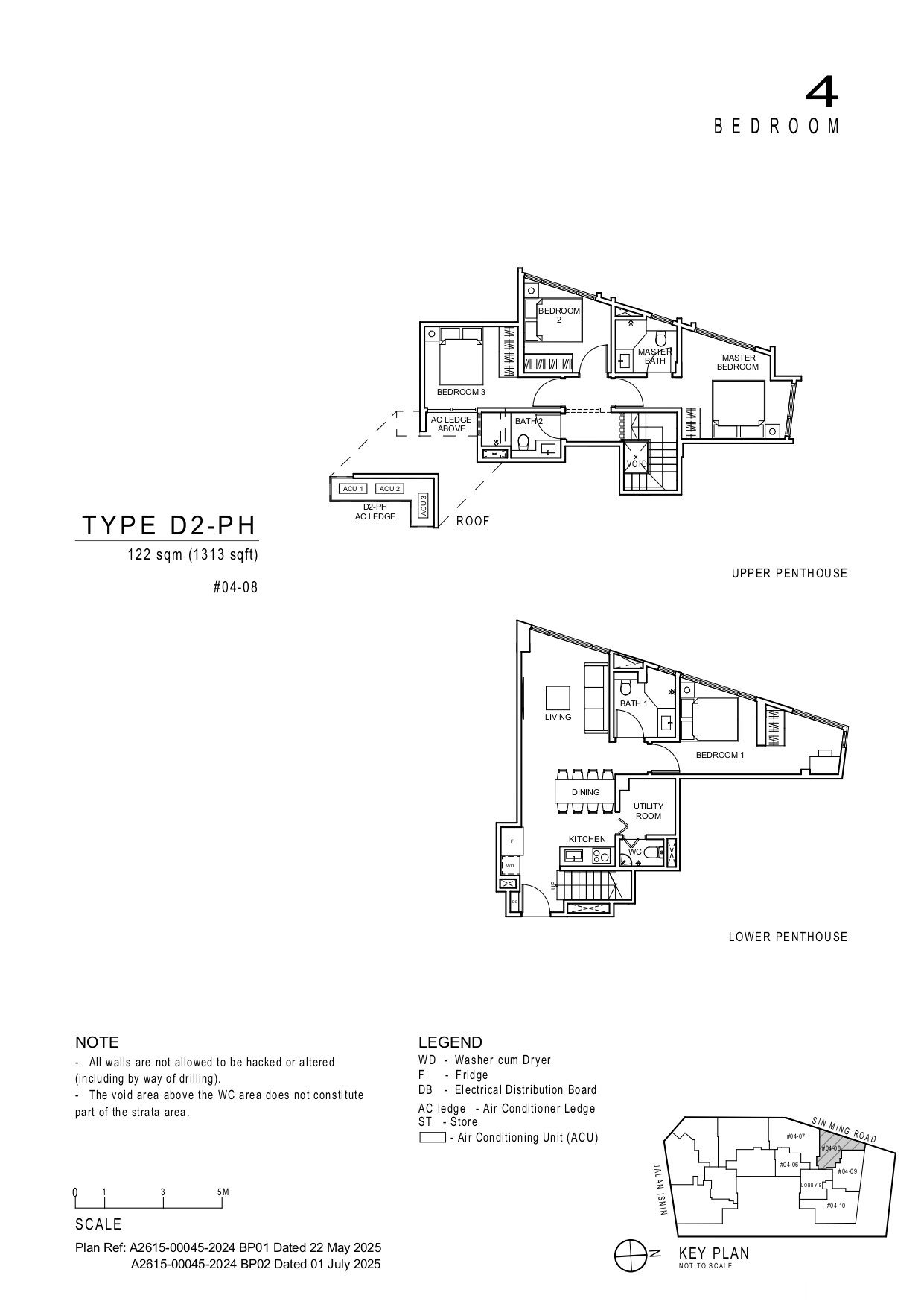 Floor plan D2-PH — 4 Bedroom