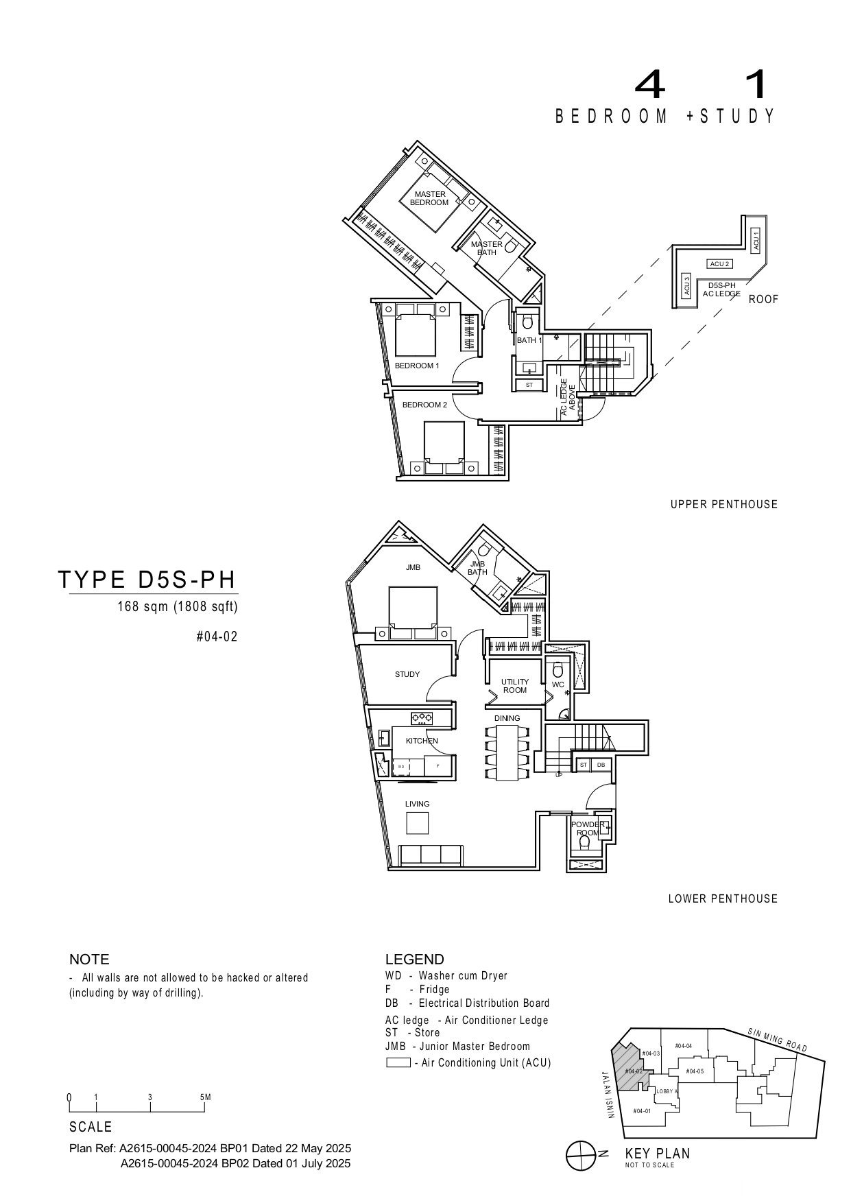 Floor plan D5S-PH — 4 Bedroom +1 Study