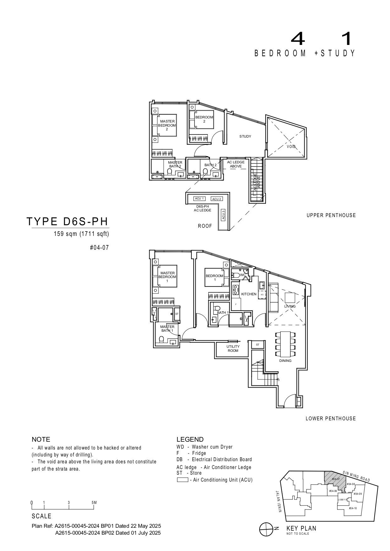 Floor plan D6S-PH — 4 Bedroom +1 Study