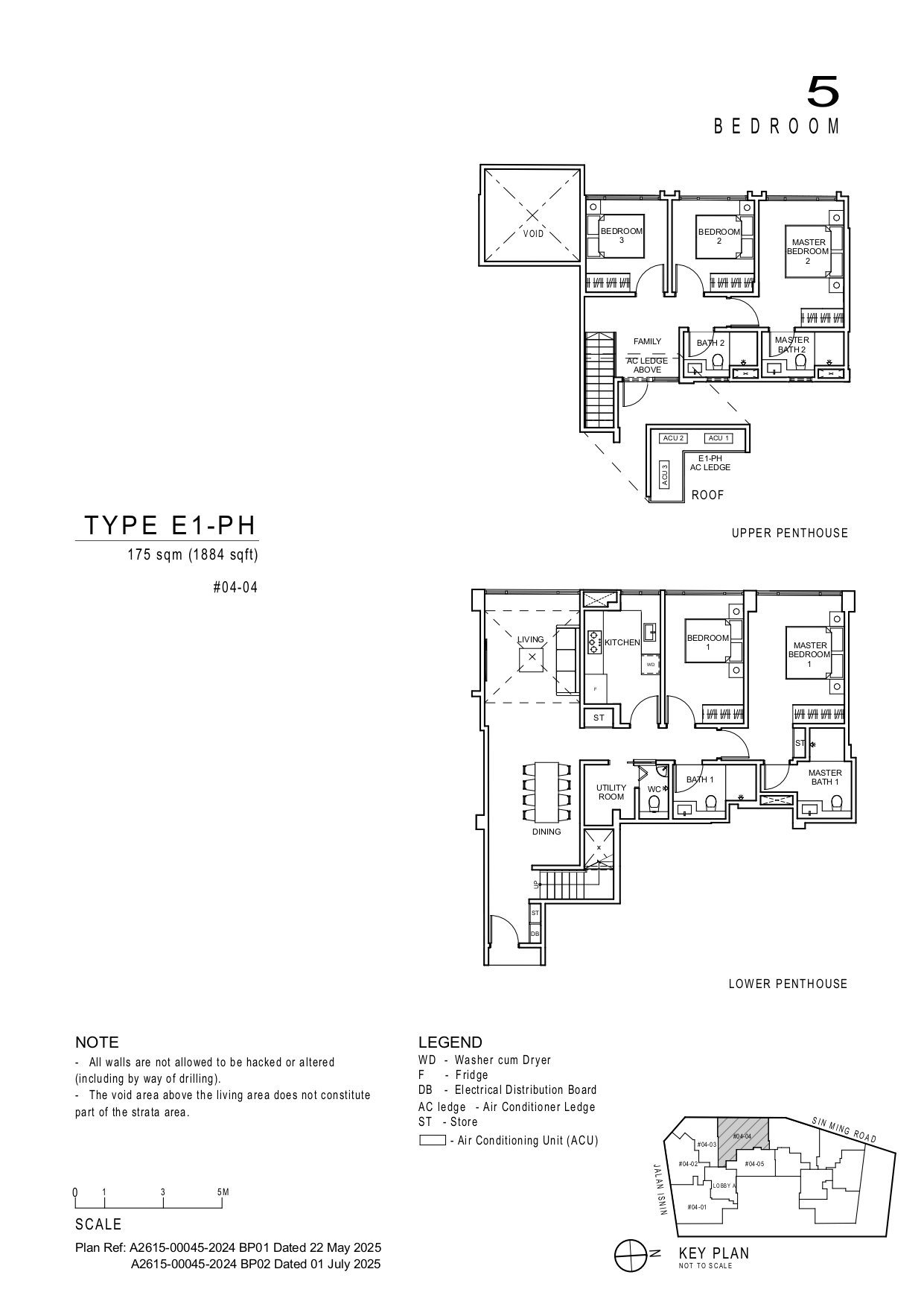 Floor plan E1-PH — 5 Bedroom