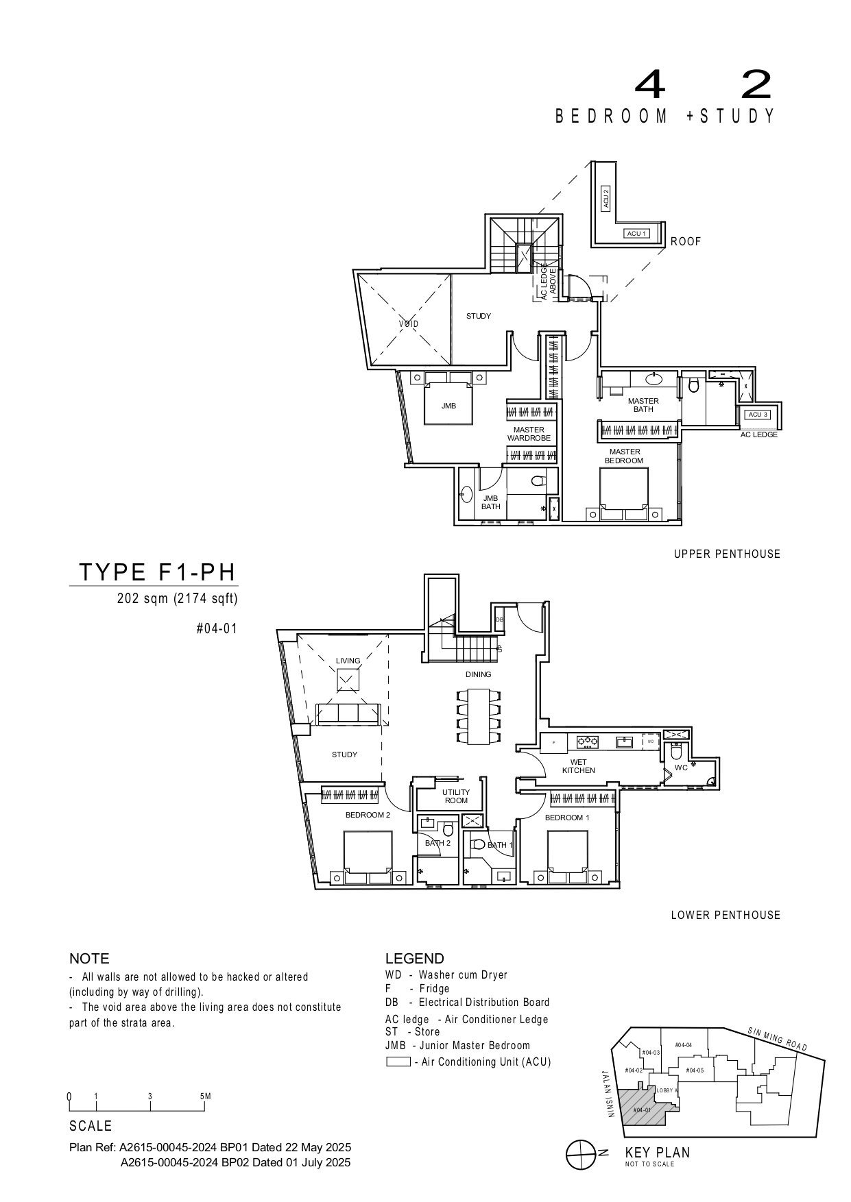 Floor plan F1-PH — 4 Bedroom +2 Study