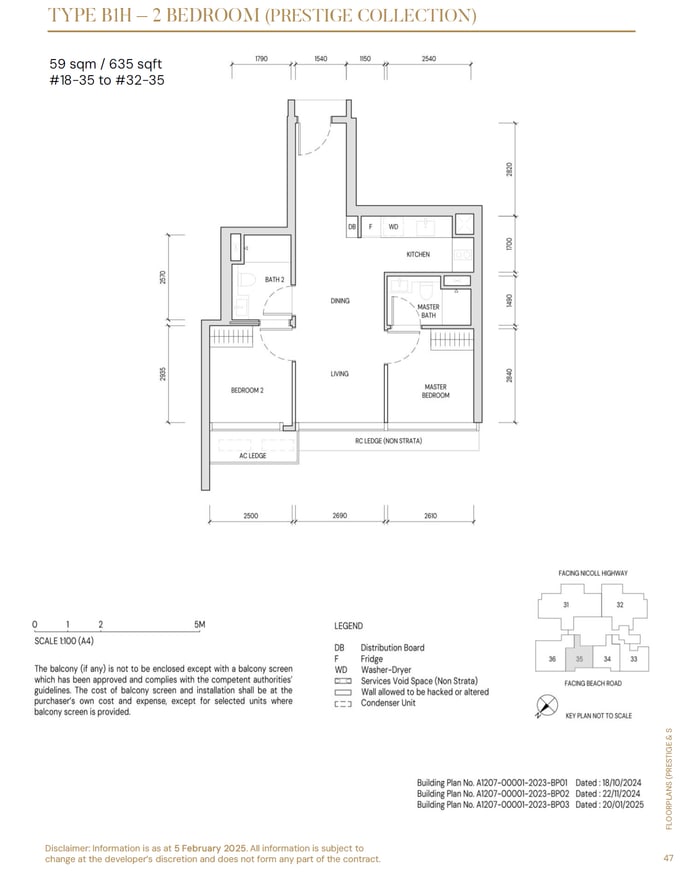 Floor plan B1H — 2 Bedroom