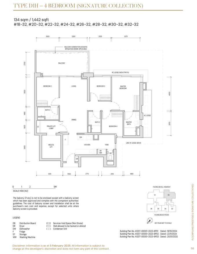 Floor plan D1H — 4 Bedroom