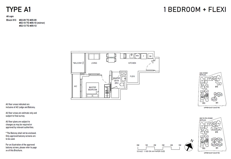 Floor plan A1 — 1BR + Flexi