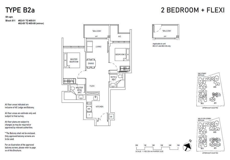 Floor plan B2a — 2BR + Flexi