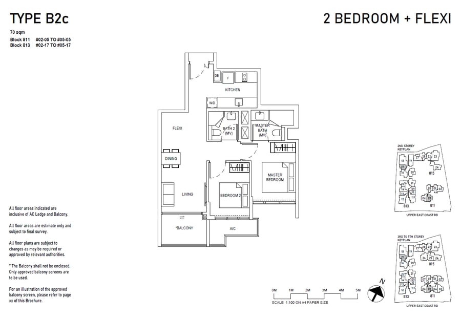 Floor plan B2c — 2BR + Flexi