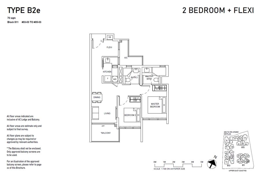 Floor plan B2e — 2BR + Flexi