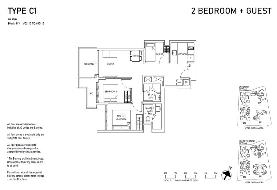 Floor plan C1 — 2BR + Guest