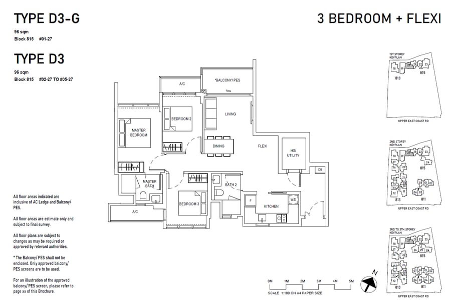 Floor plan D3 — 3BR + Flexi