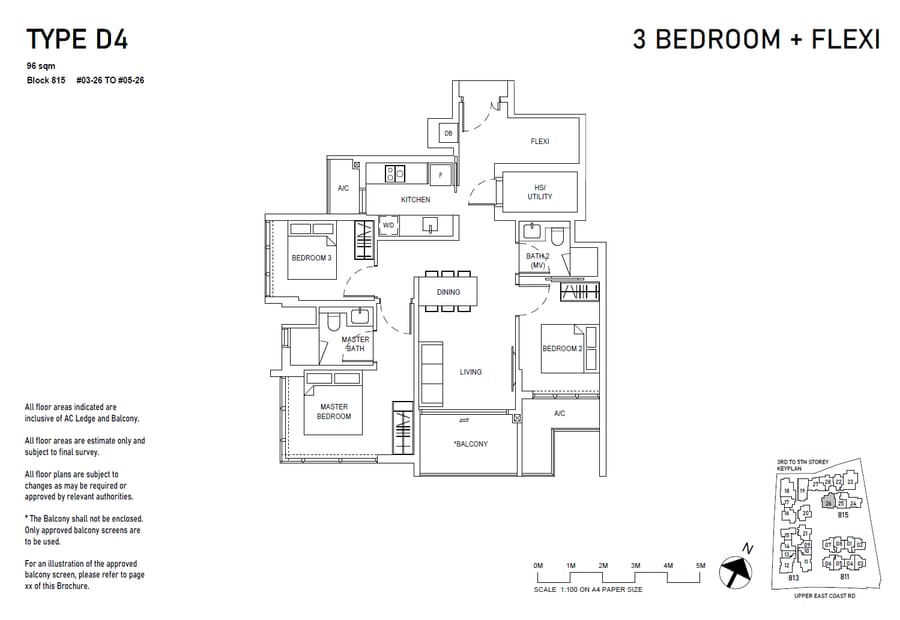 Floor plan D4 — 3BR + Flexi