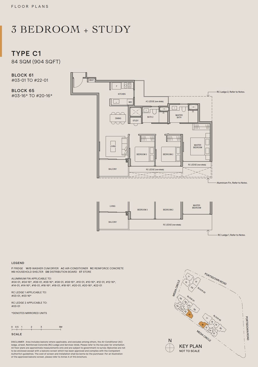 Floor plan C1 — 3 Bedroom + Study
