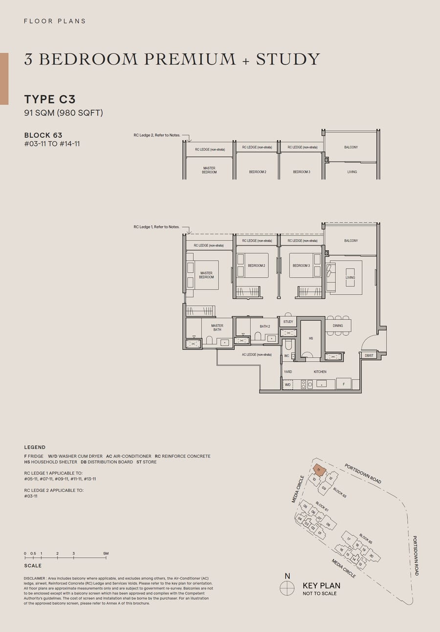 Floor plan C3 — 3 Bedroom Premium + Study