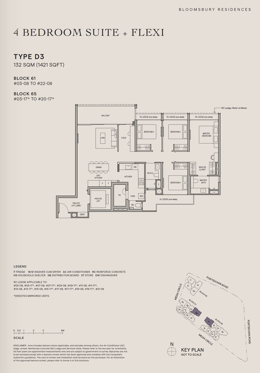 Floor plan D3 — 4 Bedroom Suite + Flexi