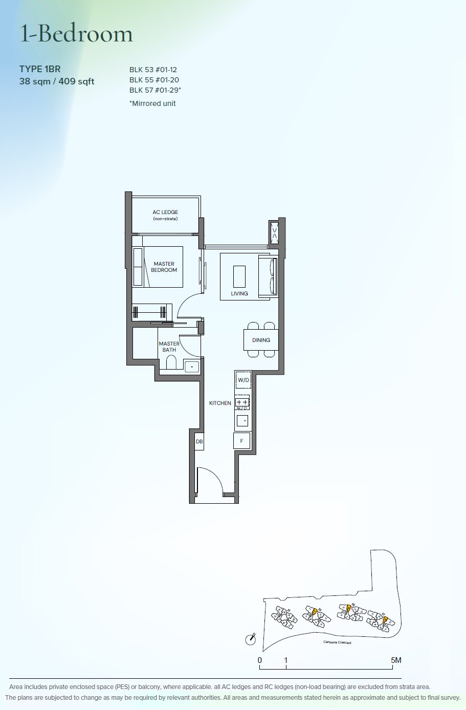 Floor plan 1BR — 1 Bedroom
