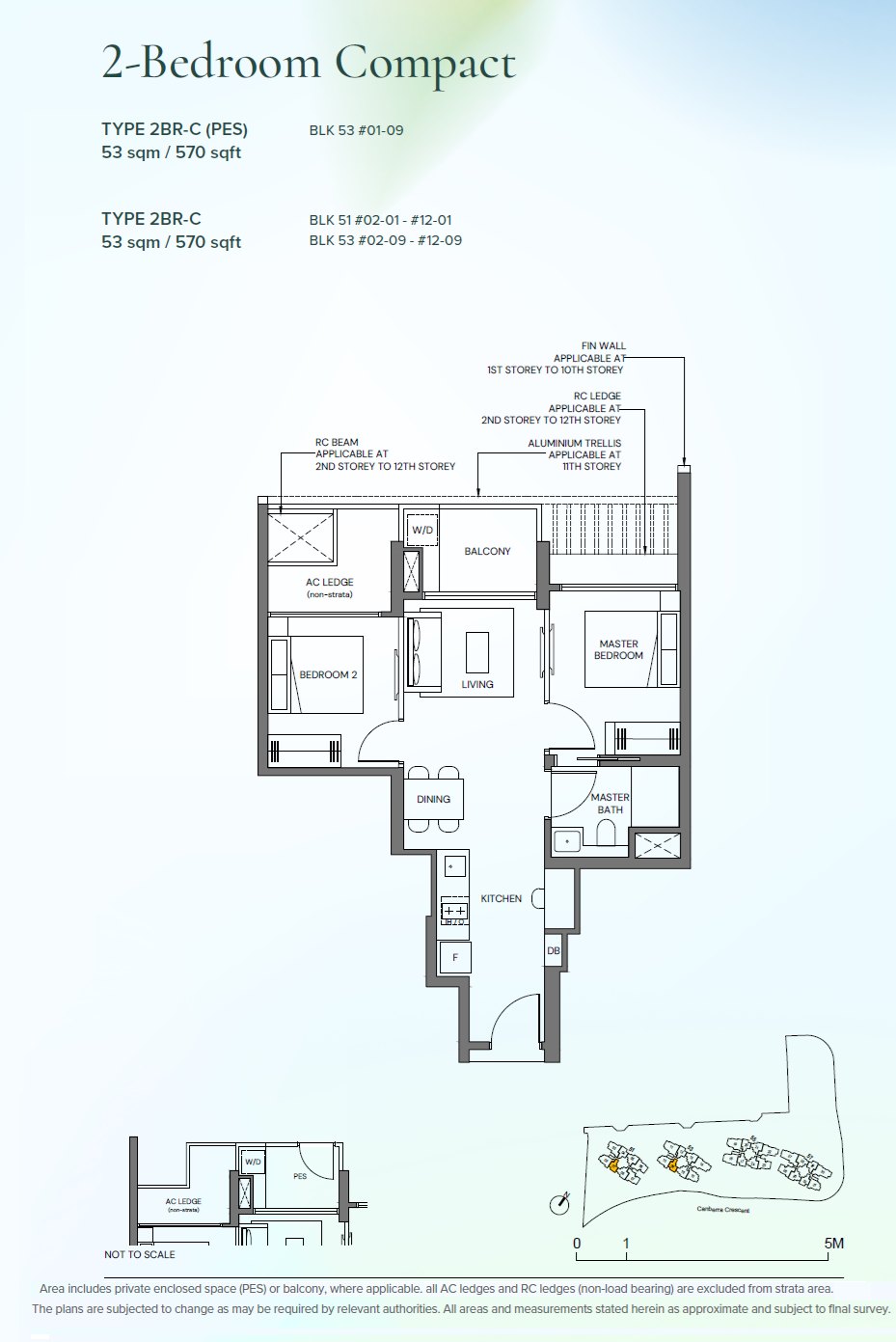 Floor plan 2BR-C — 2 Bedroom Compact