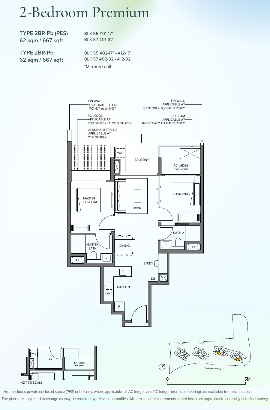 Floor plan 2BR-Pb — 2 Bedroom Premium