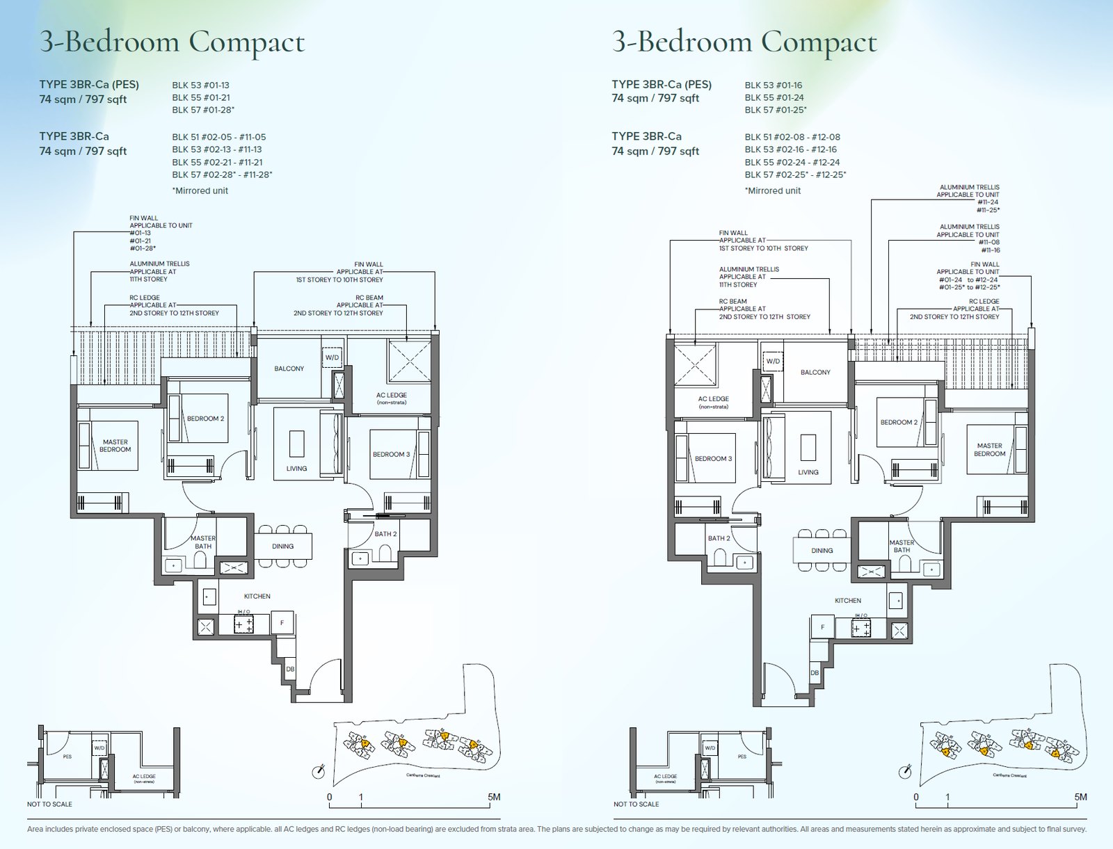 Floor plan 3BR-Ca — 3 Bedroom Compact