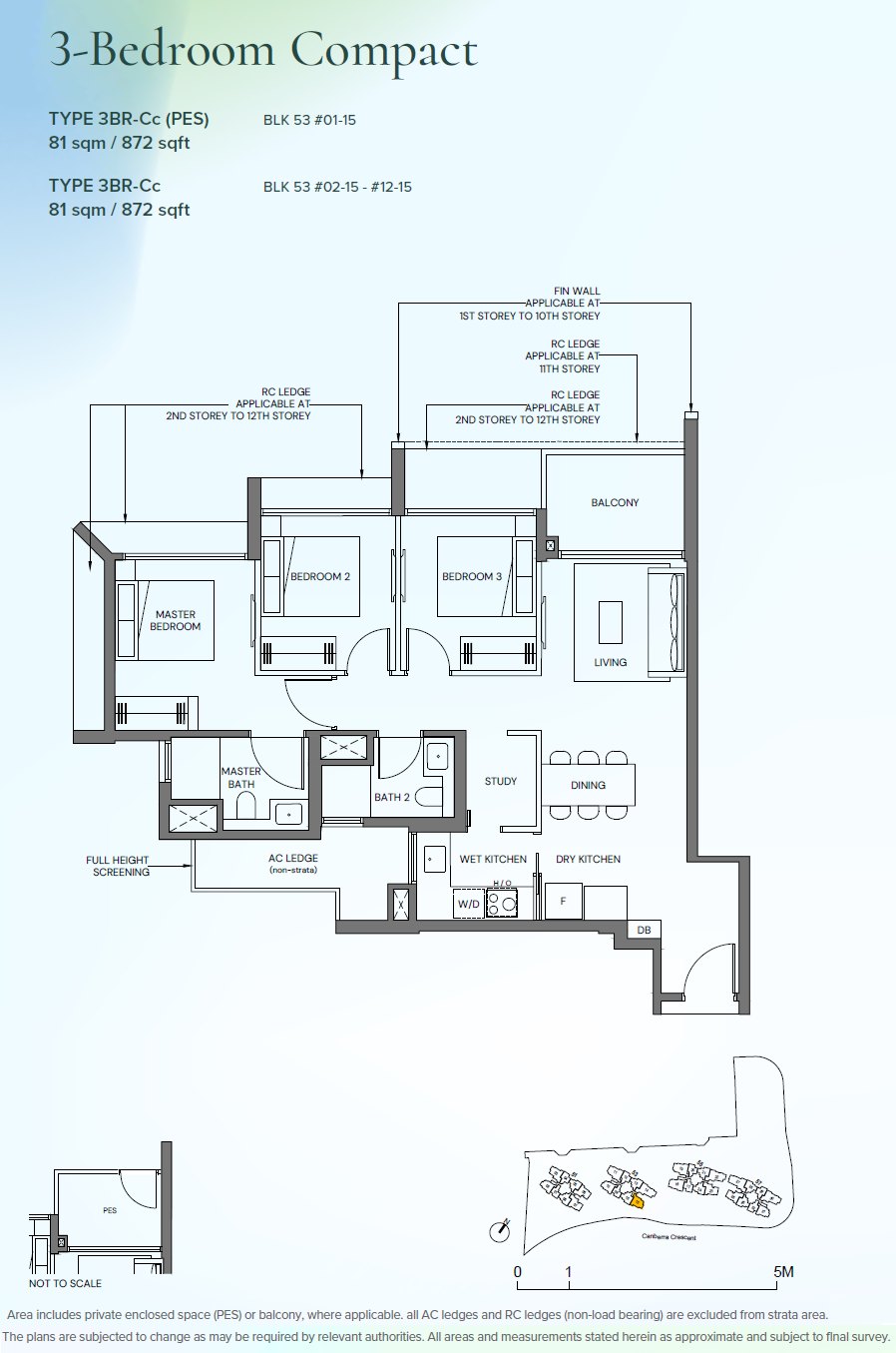 Floor plan 3BR-Cc — 3 Bedroom Compact