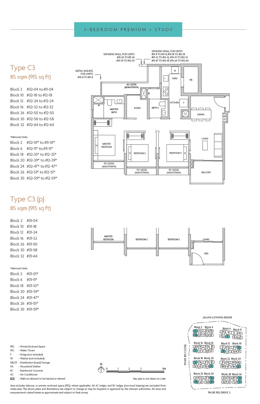 Floor plan C3 — 3 Bedroom Premium + Study