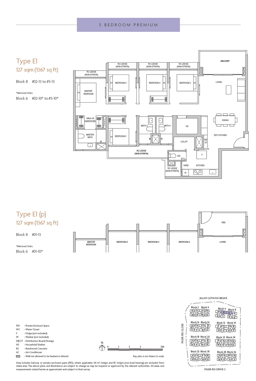 Floor plan E1 — 5 Bedroom Premium