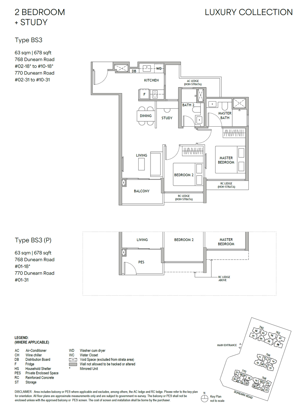 Floor plan BS3 — 2 Bedroom + Study