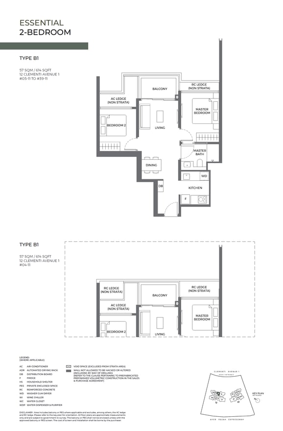 Floor plan B1 — 2 BEDROOM