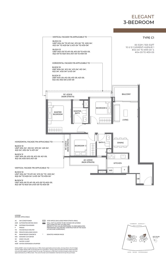 Floor plan C1 — 3 BEDROOM
