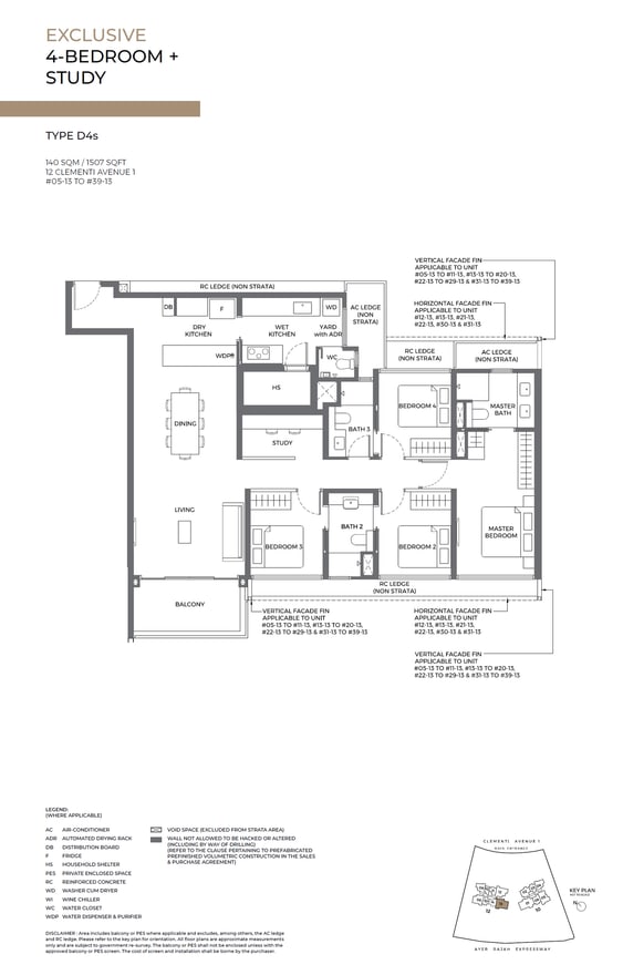 Floor plan D4s — 4 BEDROOM + STUDY
