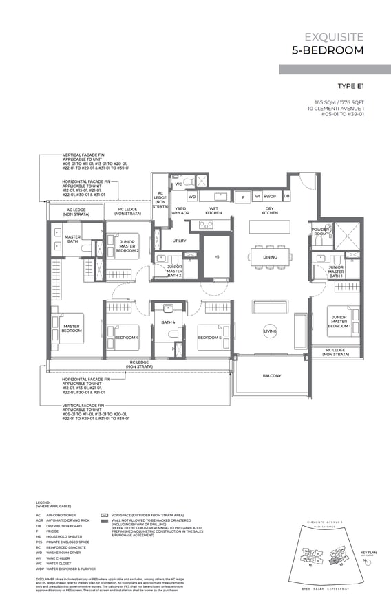Floor plan E1 — 5 BEDROOM