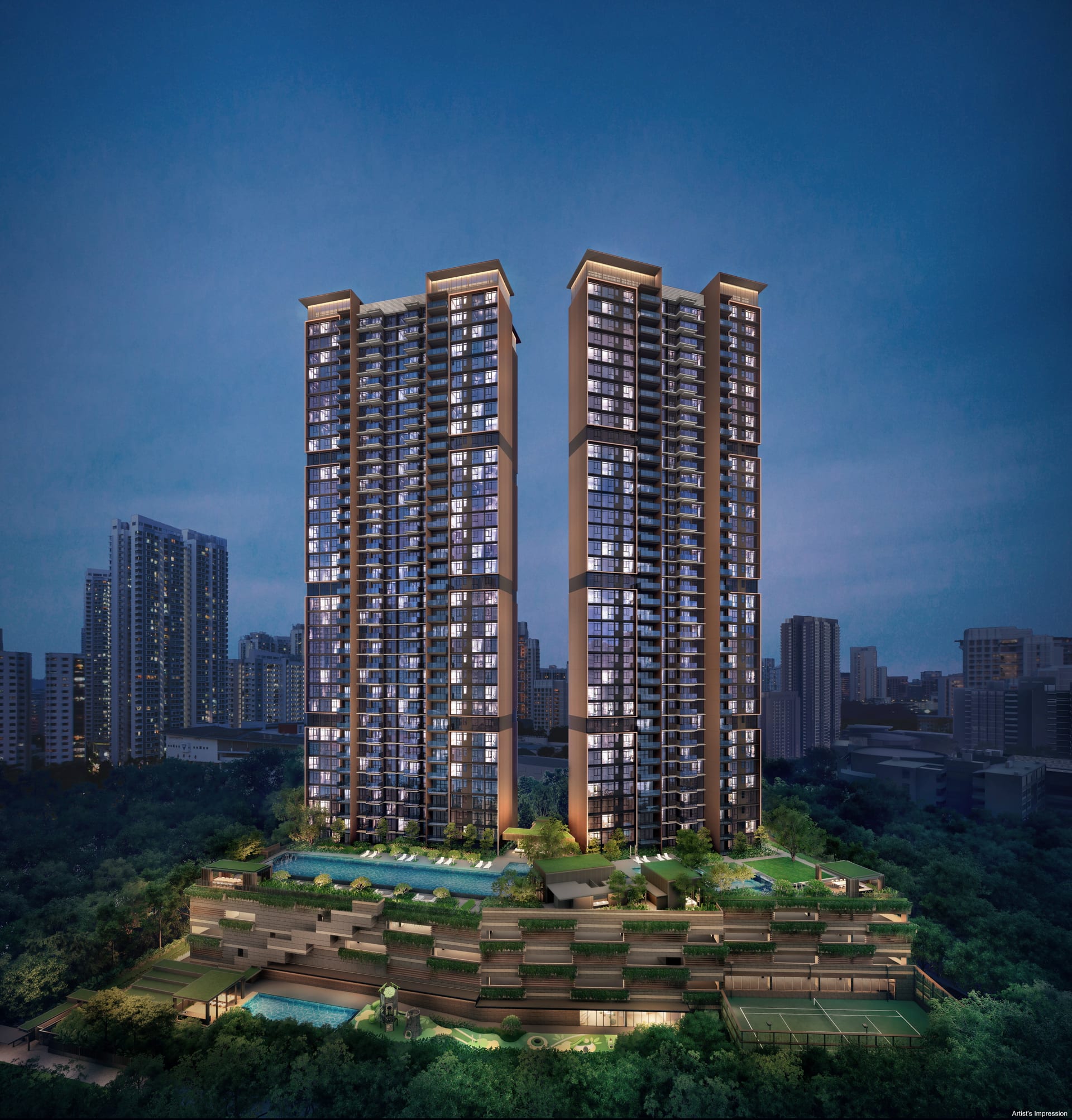 ELTA — artist's impression of the twin towers at night