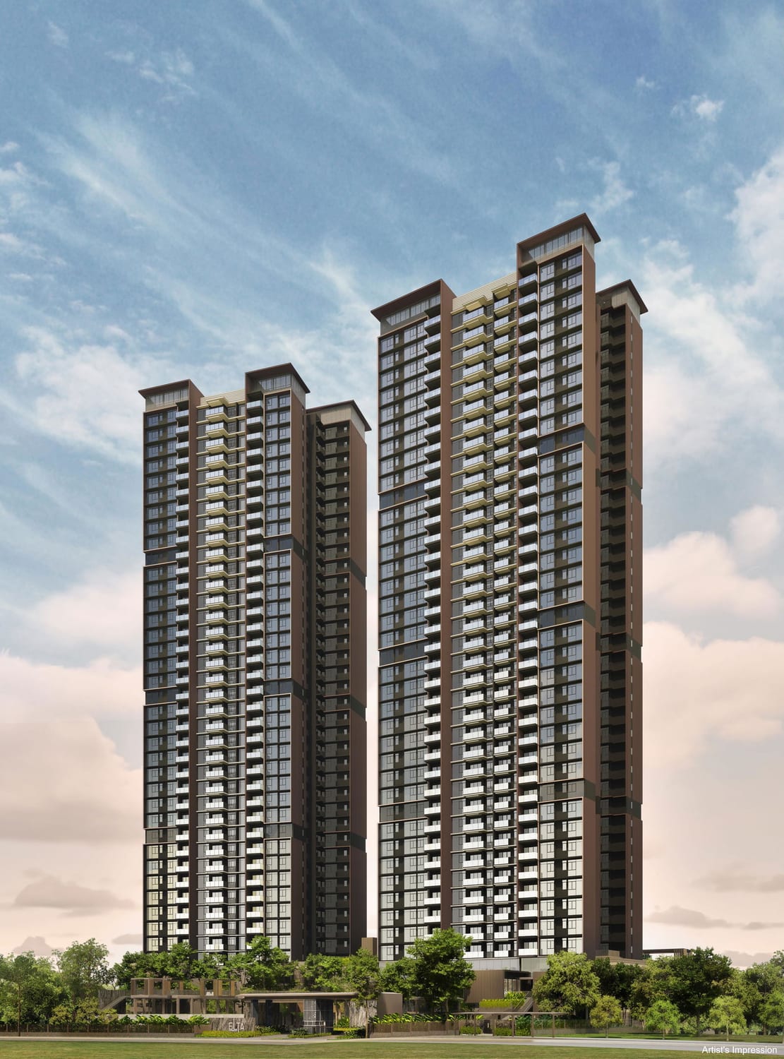 ELTA — daytime artist's impression of the twin towers