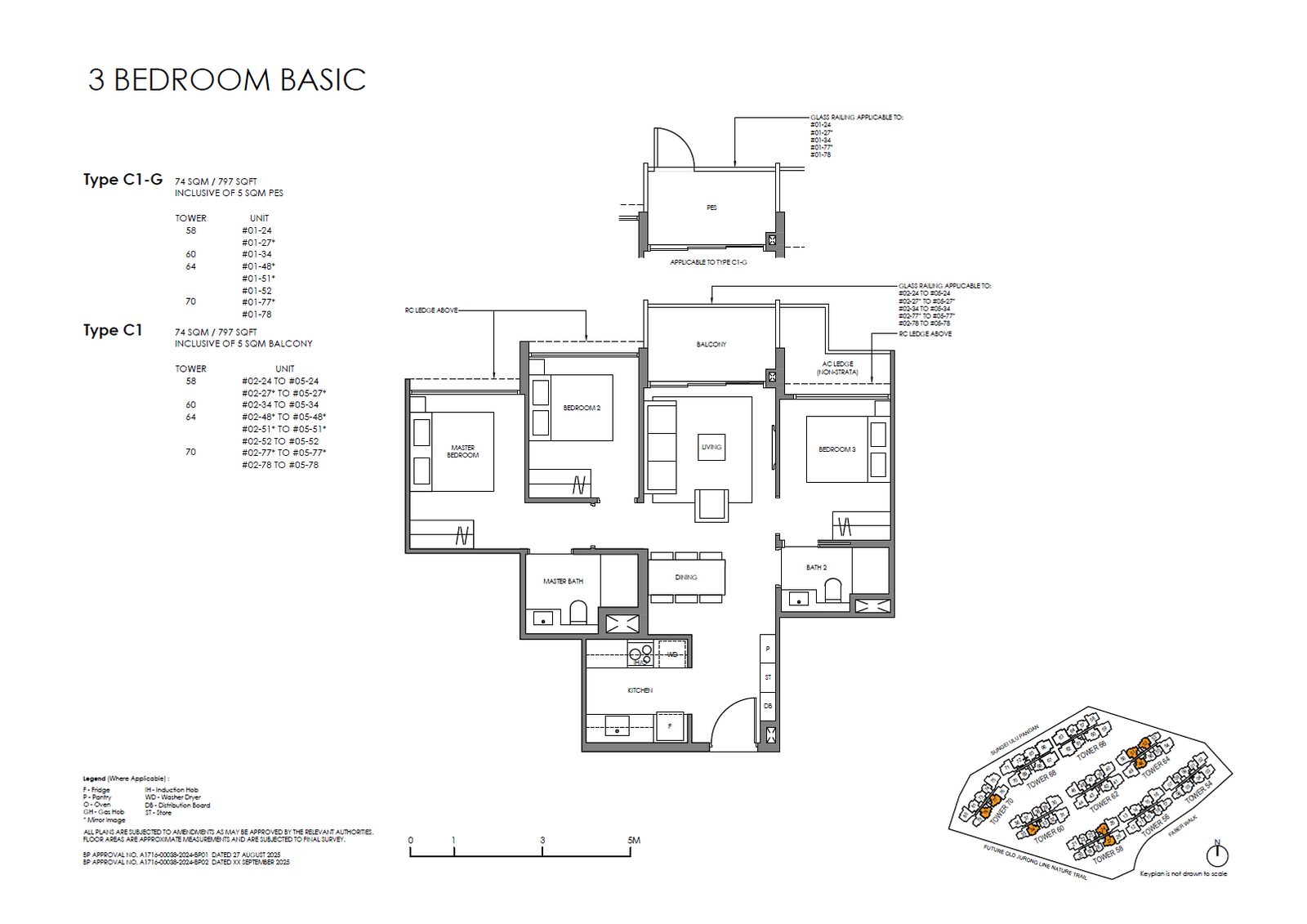 Floor plan C1 — 3 Bedroom (Basic)