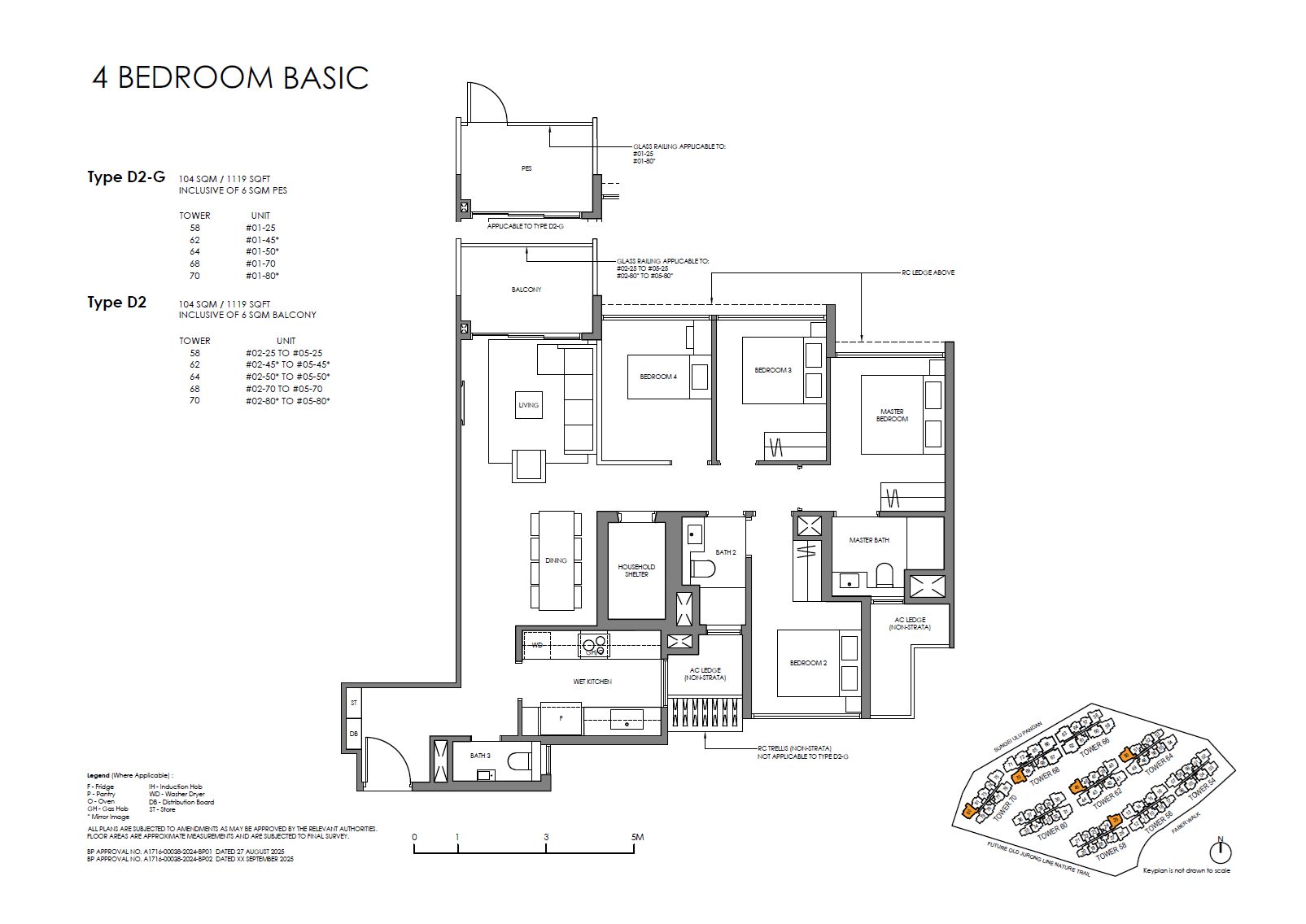 Floor plan D2-G — 4 Bedroom (Basic)