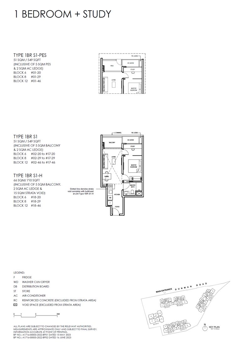 Floor plan 1BR S1 — 1 Bedroom +Study (Luxury)