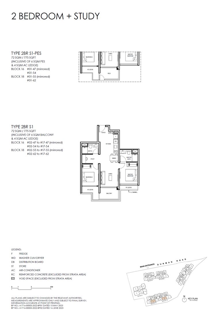 Floor plan 2BR S1 — 2 Bedroom +Study (Luxury)