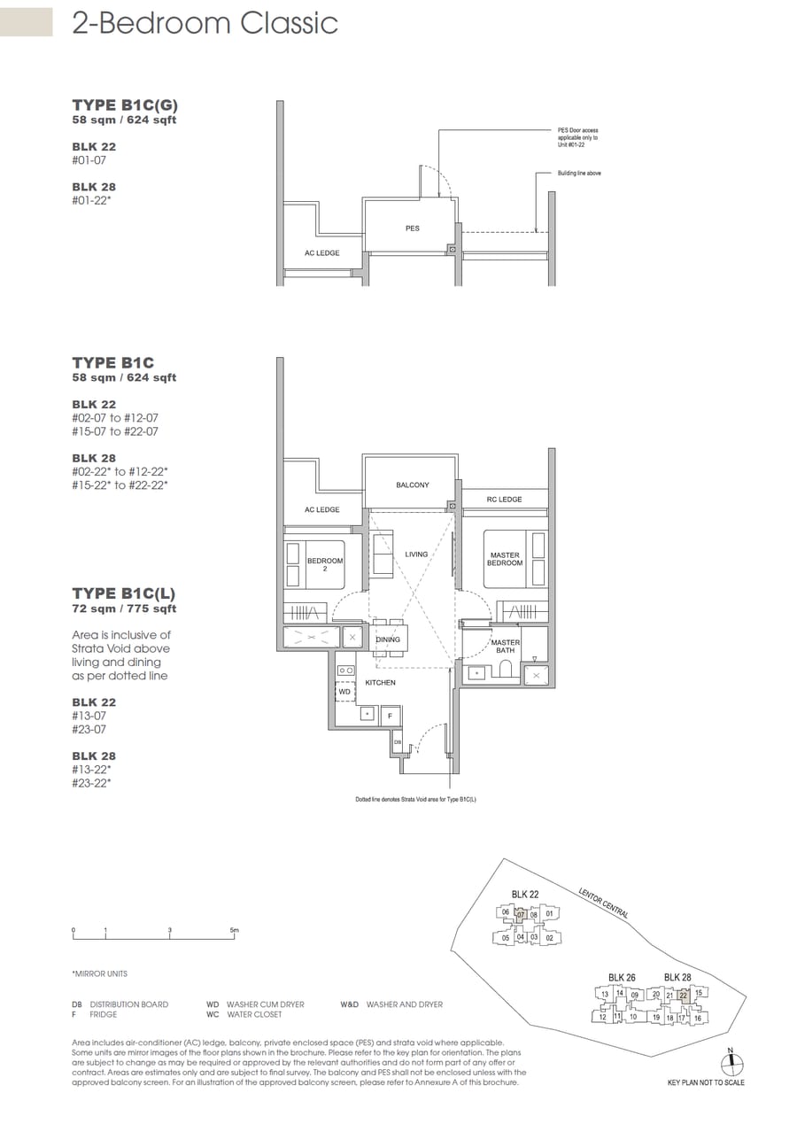 Floor plan B1C — 2 Bedroom Classic, Hillock Green 悦翠轩